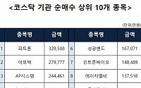 [코스닥 기관 순매수 상위 10개 종목]