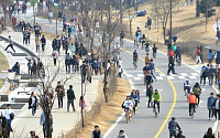 [포토]봄 바람 맞으며 자전거 타는 시민들