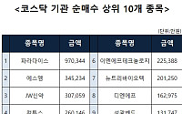 [코스닥 기관 순매수 상위 10개 종목]