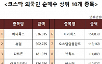 [코스닥 외국인 순매수 상위 10개 종목]