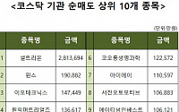 [코스닥 기관 순매도 상위 10개 종목]