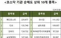 [코스닥 기관 순매도 상위 10개 종목]