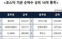 [코스닥 기관 순매수 상위 10개 종목]