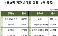 [코스닥 기관 순매도 상위 10개 종목]