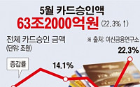 [데이터뉴스] 5월 카드승인액 63조, 전년동월比 22%↑… 임시공휴일 지정 효과
