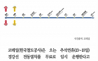 [카드뉴스] 코레일, 경강선(판교~여주) 추석연휴에 무료 임시 운행
