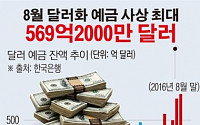 [데이터뉴스]8월 달러화 예금 569.2억 달러…사상 최대