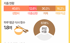 하루 1.8끼 먹고 소득 40% 생활비로 쓰지만…"1인 생활 만족" [데이터클립]