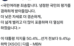 李 대통령, 지지율 하락에 "국민께 죄송…더 낮은 자세로 열심히"