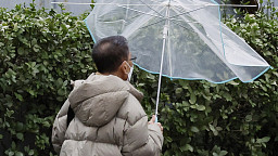 '강한 바람에 뒤집힌 우산'