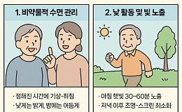 [만화로 보는 시니어 뉴스] 치매 수면 관리 지침 “약 쓰기 전에 산책부터 해보세요”