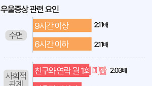 우울증 위험요인 1위 '잠'…하루 6시간 이하 자면 위험 2배 [데이터클립]