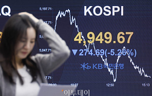 검은 월요일, 미국 증시 약세에 코스피 5000선 아래로 [포토로그]