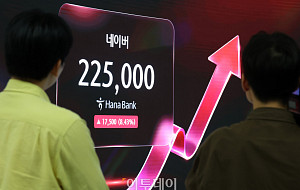 엔비디아 투자효과?…네이버 주가 8.43% 급등 [포토]