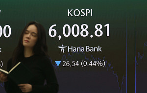 코스피 6거래일 연속 하락, 6000선 턱걸이 [포토]
