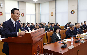 국방위 종합감사, 답변하는 신익현 LIG D&A 대표  [포토]