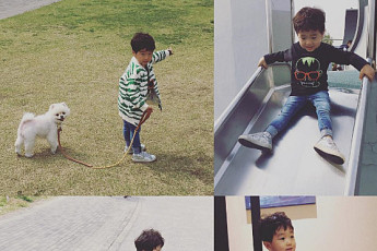 허양임, 아들 승재+제리 산책 인증샷 공개…“의젓한 승재, 귀여워”