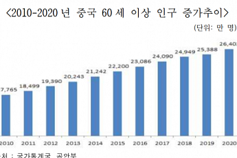 중국 노년층 인구, 2025년 3억 명 넘는다…