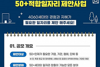 서울시, <b>50</b>+ 적합 일자리 제안 공모