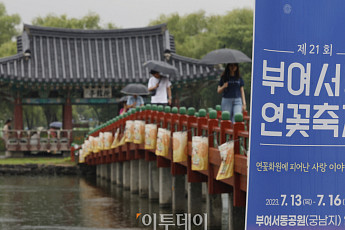 [포토] '작은 더위 소서(小暑)', 비 내리는 궁남지