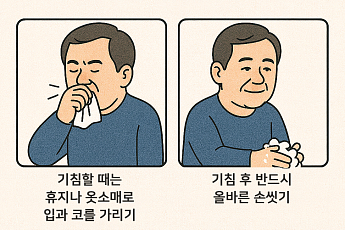 [만화로 보는 시니어 뉴스] 독감 예방 수칙, ‘기침 예절’ 기억하세요