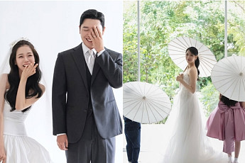 '나솔' 22기 옥순♥경수, 두 자녀 함께한 웨딩화보 공개⋯