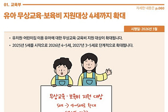 4~5세 유아 무상교육…아이돌봄 지원 중위소득 250%까지 [새해 달라지는 것]