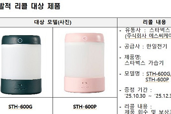 스타벅스 증정 '가습기' 전량 리콜⋯전지 화재 우려