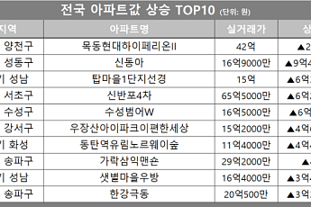 [아파트값 상승 톱10] 서울 서초구 ‘신반포4차’ 등