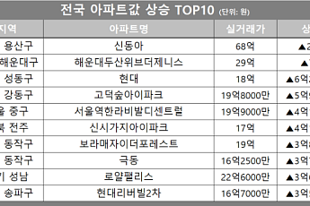 [아파트값 상승 톱10] 서울 용산구 ‘신동아’ 등