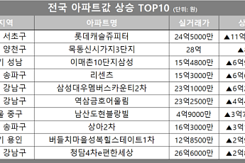 [아파트값 상승 톱10] 서울 양천구 ‘목동신시가지3단지’ 등