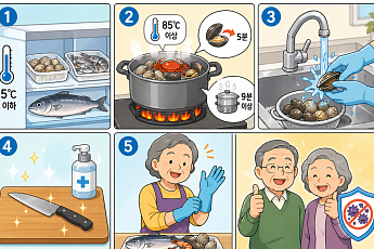 [만화로 보는 시니어 뉴스] 비브리오패혈증 예방 “조개, 껍질 열리고 5분 더 끓이기 ”