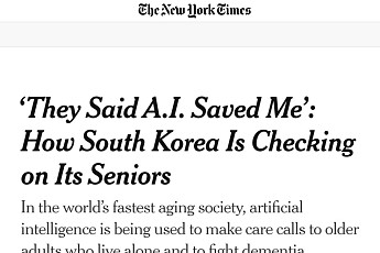 뉴욕타임스, 초고령사회 한국의 AI 돌봄 기술 조명