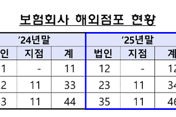 보험사 해외점포 46곳으로 확대⋯지난해 순이익 1.9억달러