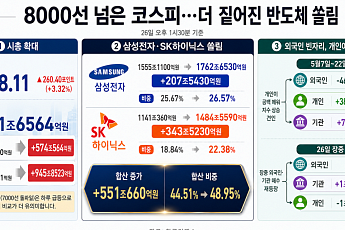 8000선 넘은 코스피, 달라진 시총 지도…개인이 외국인 빈자리 메웠다