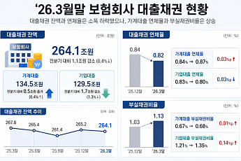 1분기 보험사 대출채권 264.1조원⋯연체율 소폭↓