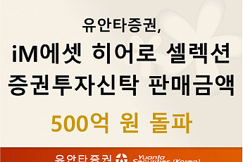 유안타증권, ‘iM에셋 히어로 셀렉션 펀드’ 판매금액 500억원 돌파