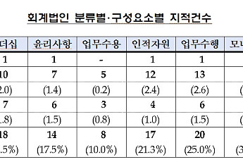 회계법인 품질관리 감리 지적 건수 평균 8건…5년째 감소