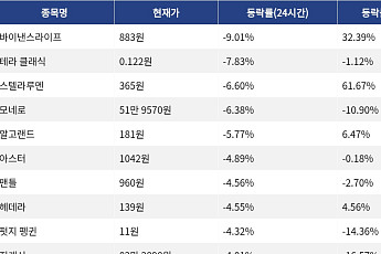 [넥스블록][하락 코인 10] 바이낸스라이프 -9.01% 하락, 테라 클래식 -7.83% 약세