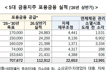 5대 금융, 상반기 포용금융 11.3조 공급…연체채권 3.8조 정리