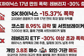 코스피 급락에 ‘SK하닉’ 17년만의 최대 낙폭…레버리지 ETF는 30% 넘게 폭락
