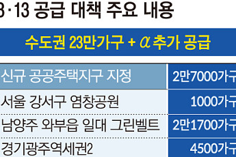 수도권 23만 가구+α 추가 공급⋯부동산 돈줄 ‘선별 확장’ [종합] [8·13 대책]