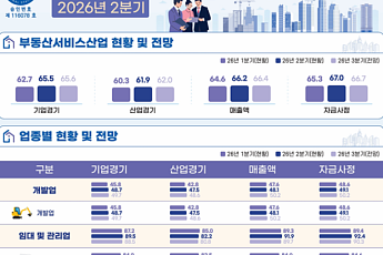 부동산서비스업 체감경기 여전히 '냉랭'…공인중개·자문업 부진 지속