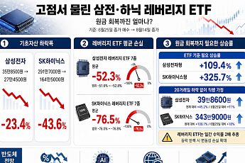 고점서 물린 삼전·SK하닉 레버리지 ETF 최대 77% 손실…원금 회복까진 얼마나?