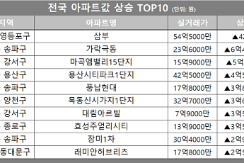 [아파트값 상승 톱10] 서울 영등포구 ‘삼부’ 등