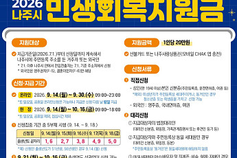 나주시, 시민 1인당 20만원 민생회복지원금 지급