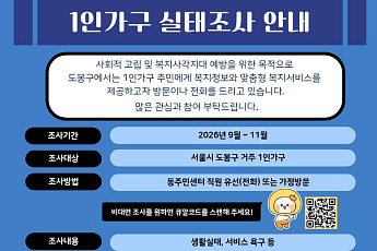 도봉구, 숨은 고립 위험 1인 가구 먼저 찾아가 지원한다 [메트로]