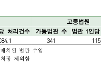 대법관 1명이 1년에 4084건 처리, 지법판사 8.2배