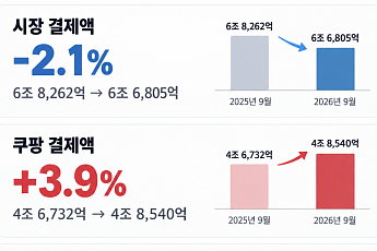 이커머스 결제 줄어도 쿠팡은 늘었다…결제액 비중 72.7%
