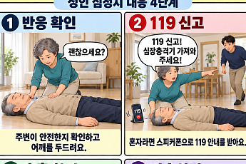 [만화로 보는 시니어 뉴스] 심정지 의심될 때, 꼭 해야 할 네 가지
